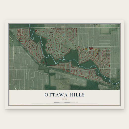 Ottawa Hills, Ohio map print, the full design
