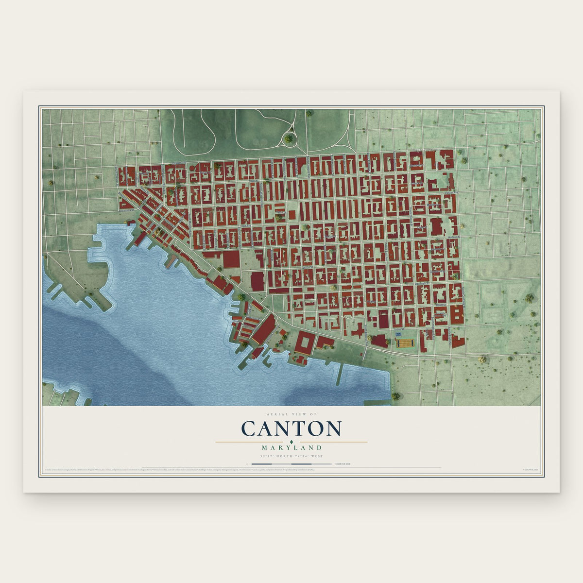 Canton, Maryland map print, the full design