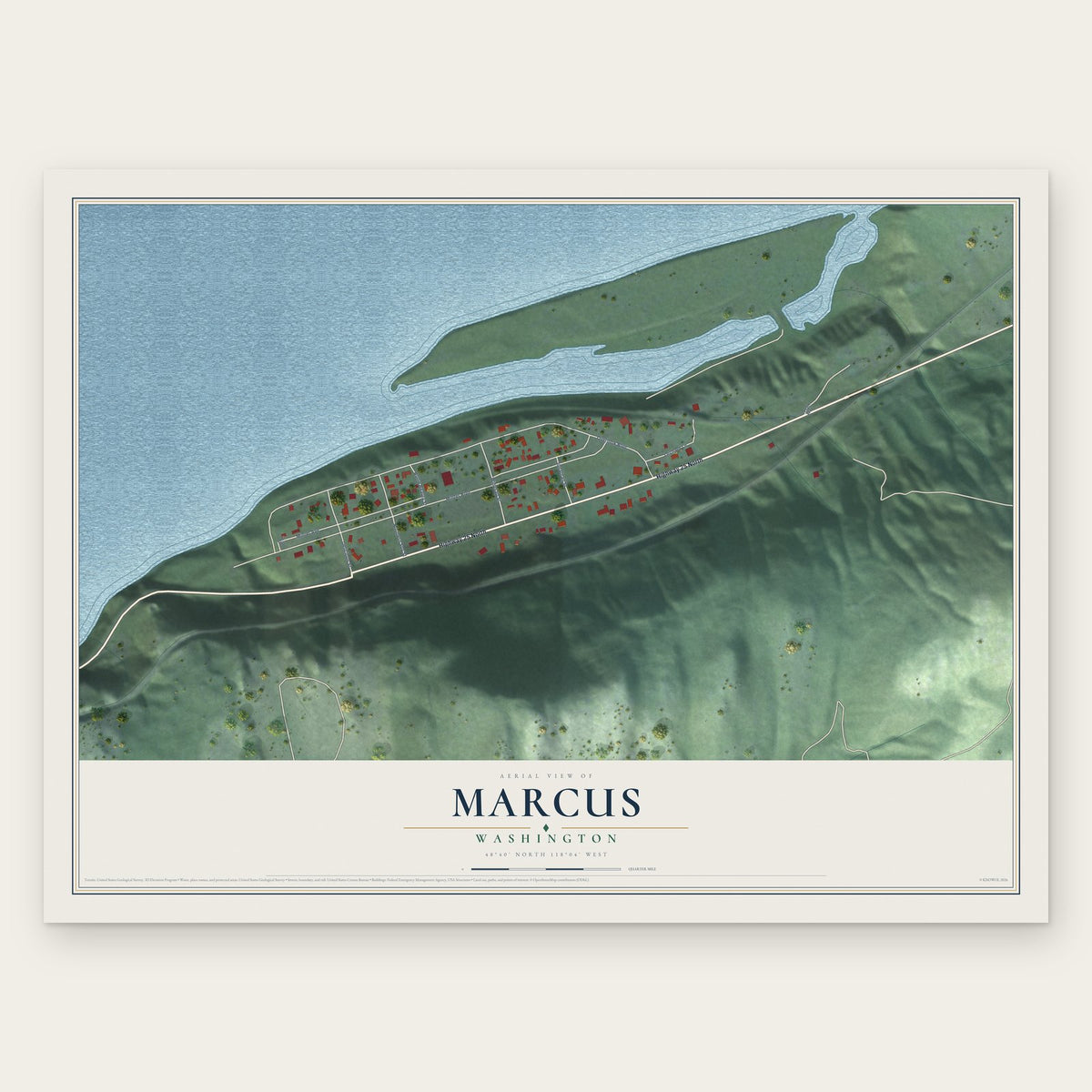 Marcus, Washington map print, the full design
