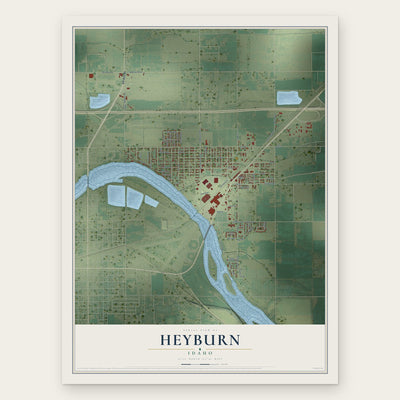 Heyburn, Idaho map print, the full design