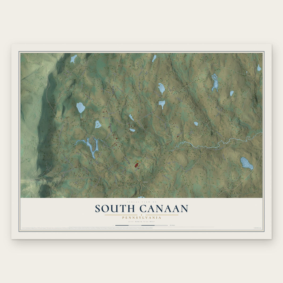 South Canaan, Pennsylvania map print, the full design