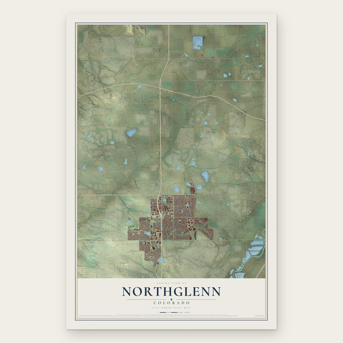 Northglenn, Colorado map print, the full design