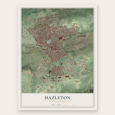 Hazleton, Pennsylvania map print, the full design