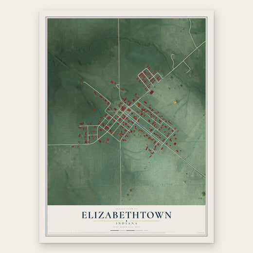 Elizabethtown, Indiana map print, the full design