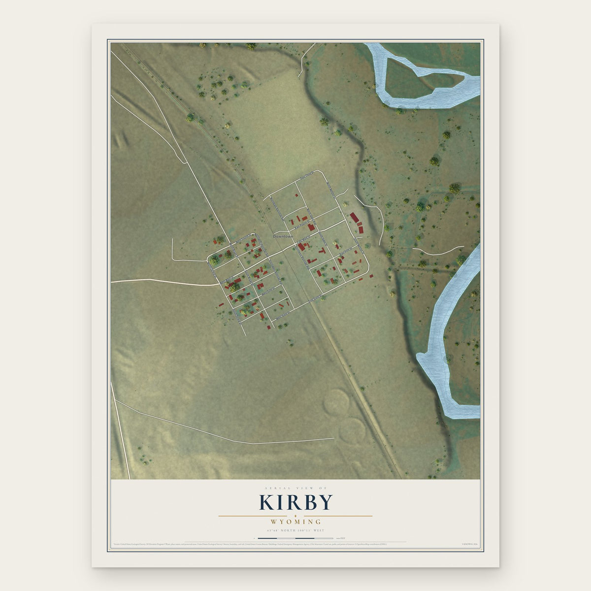 Kirby, Wyoming map print, the full design