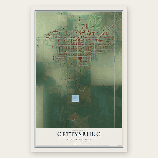Gettysburg, South Dakota map print, the full design