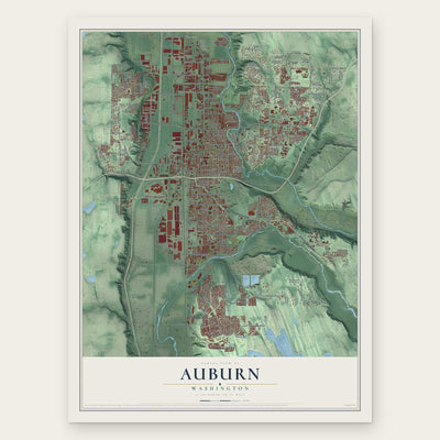 Auburn, Washington map print, the full design