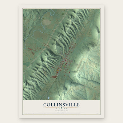 Collinsville, Alabama map print, the full design