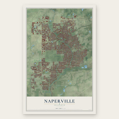 Naperville, Illinois map print, the full design