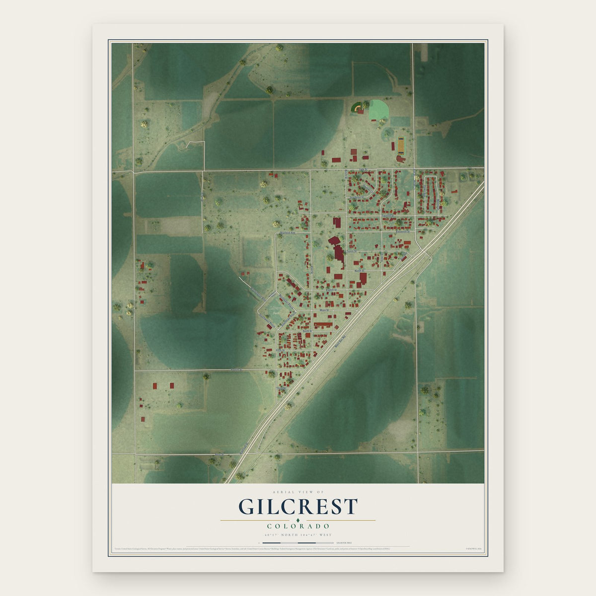 Gilcrest, Colorado map print, the full design