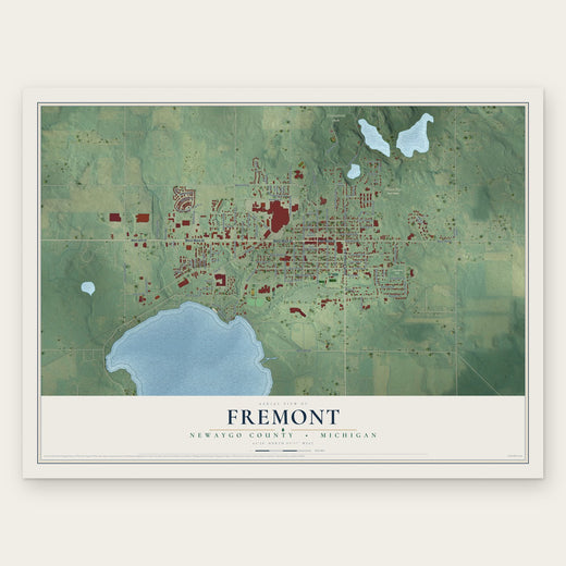 Fremont, Newaygo County, Michigan map print, the full design