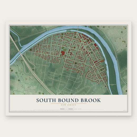 South Bound Brook, New Jersey map print, the full design