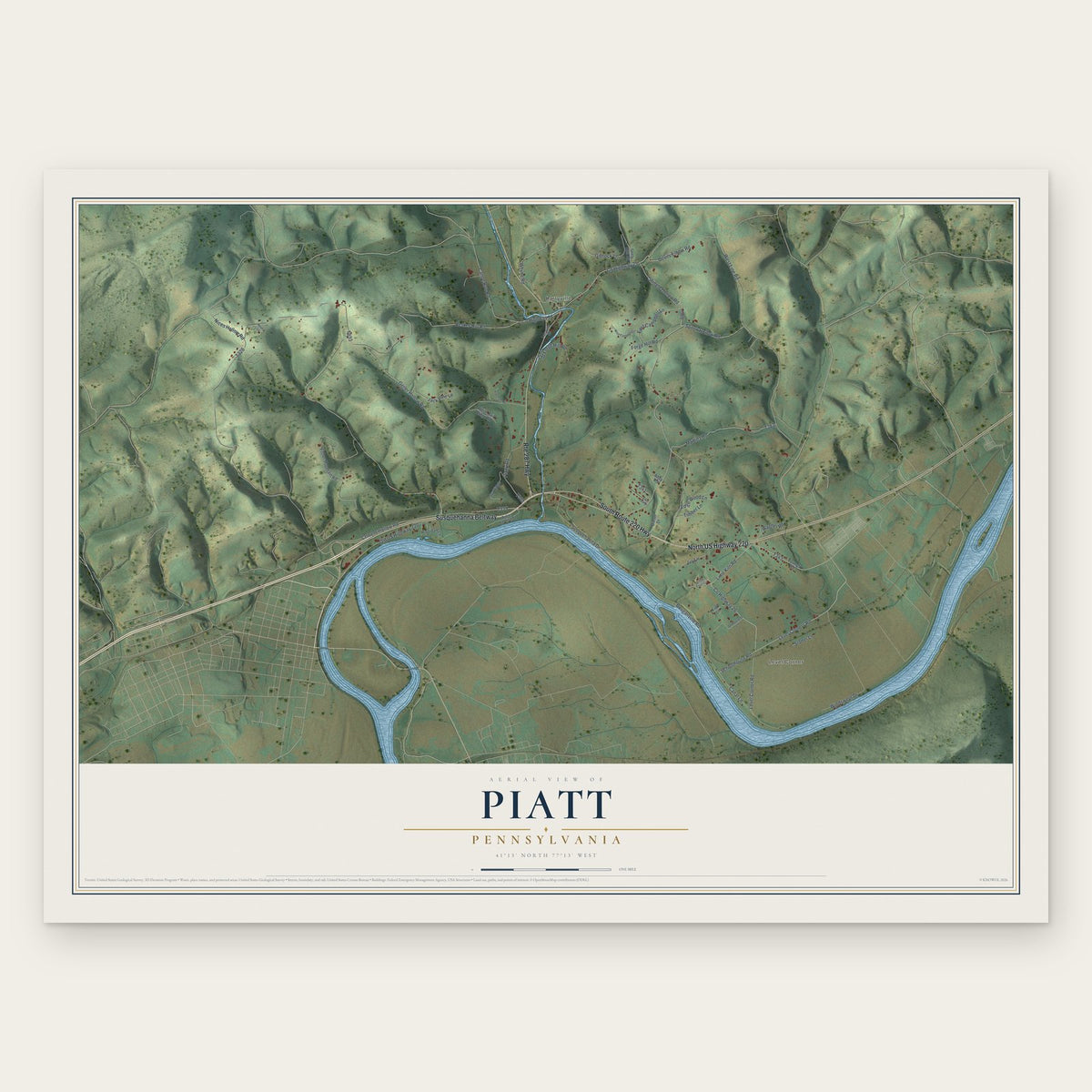 Piatt, Pennsylvania map print, the full design
