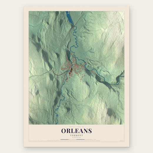 Orleans, Vermont map print, the full design