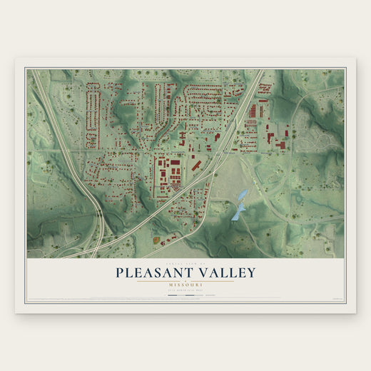 Pleasant Valley, Missouri map print, the full design