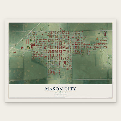 Mason City, Illinois map print, the full design