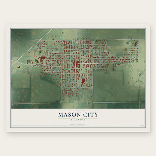 Mason City, Illinois map print, the full design