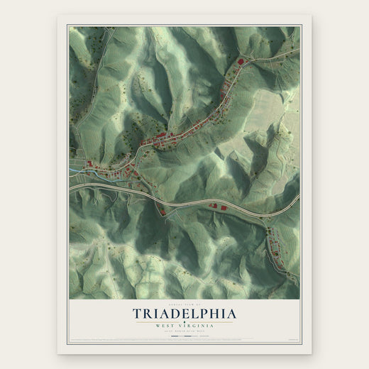 Triadelphia, West Virginia map print, the full design