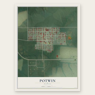 Potwin, Kansas map print, the full design