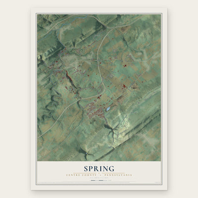 Spring, Centre County, Pennsylvania map print, the full design