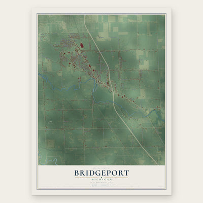 Bridgeport, Michigan map print, the full design