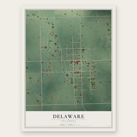 Delaware, Oklahoma map print, the full design