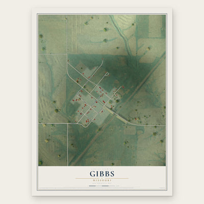 Gibbs, Missouri map print, the full design