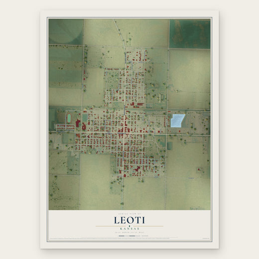 Leoti, Kansas map print, the full design