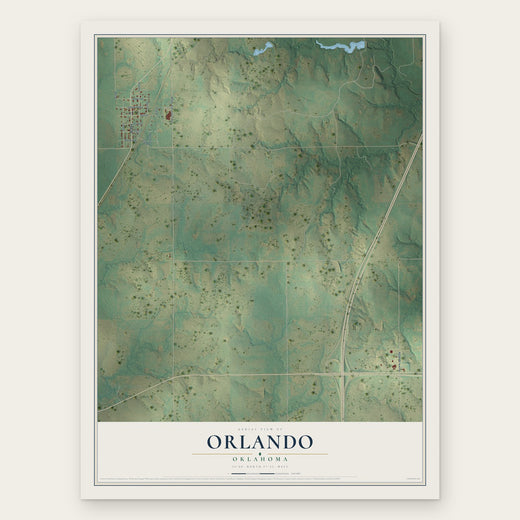 Orlando, Oklahoma map print, the full design