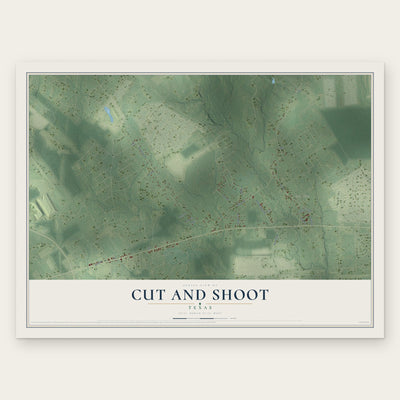 Cut and Shoot, Texas map print, the full design