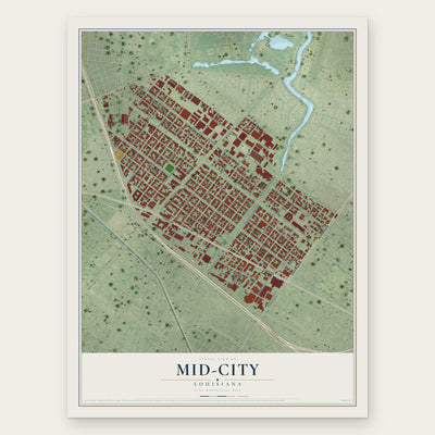 Mid-City, Louisiana map print, the full design