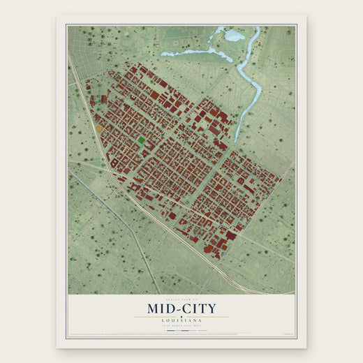 Mid-City, Louisiana map print, the full design