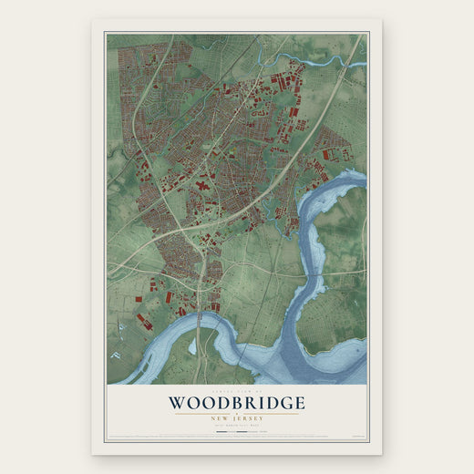 Woodbridge, New Jersey map print, the full design