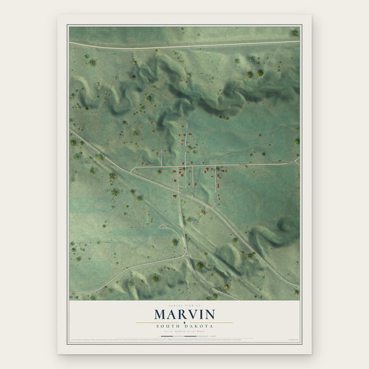 Marvin, South Dakota map print, the full design