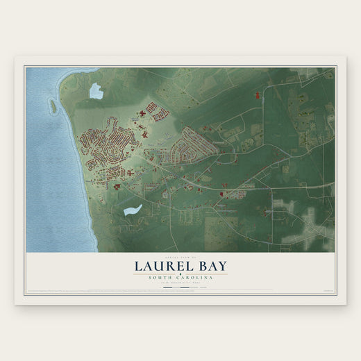 Laurel Bay, South Carolina map print, the full design