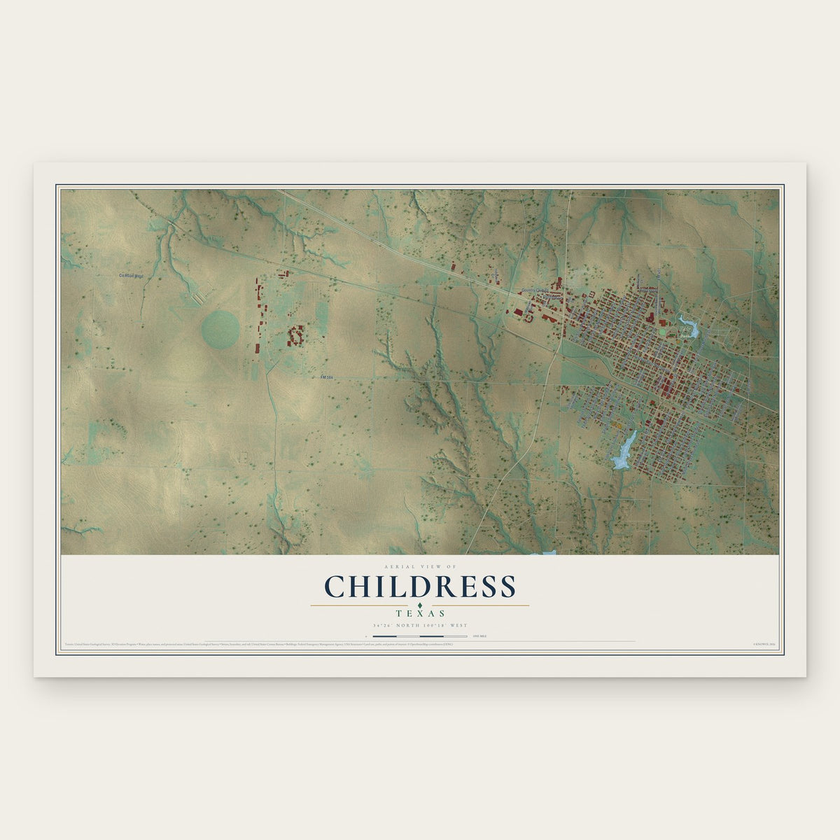 Childress, Texas map print, the full design