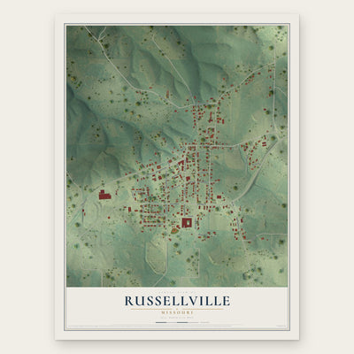 Russellville, Missouri map print, the full design