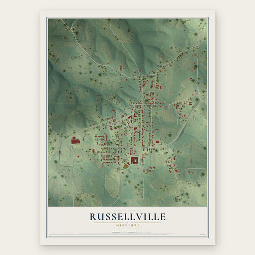 Russellville, Missouri map print, the full design