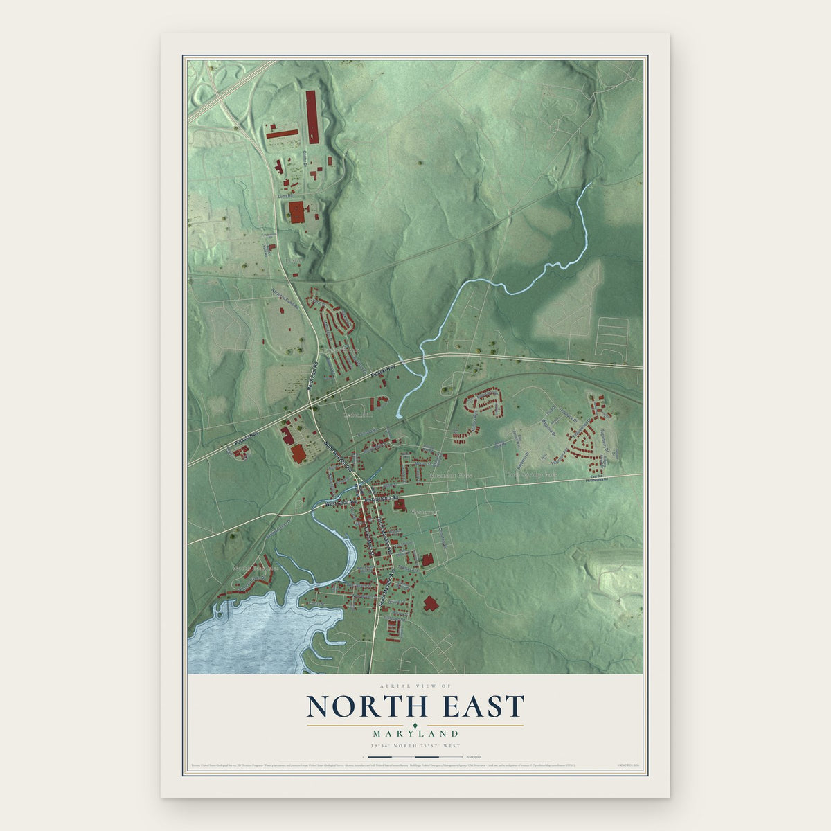 North East, Maryland map print, the full design