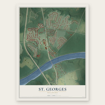 St. Georges, Delaware map print, the full design