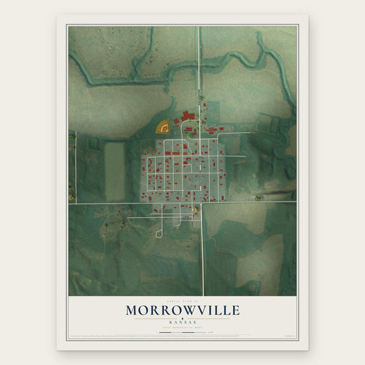 Morrowville, Kansas map print, the full design