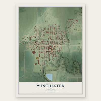 Winchester, Illinois map print, the full design