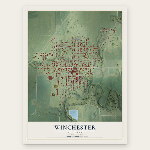Winchester, Illinois map print, the full design