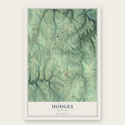 Hodges, Alabama map print, the full design