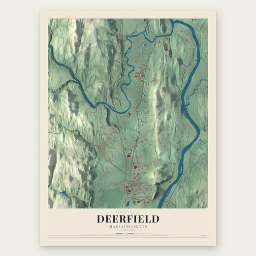 Deerfield, Massachusetts map print, the full design