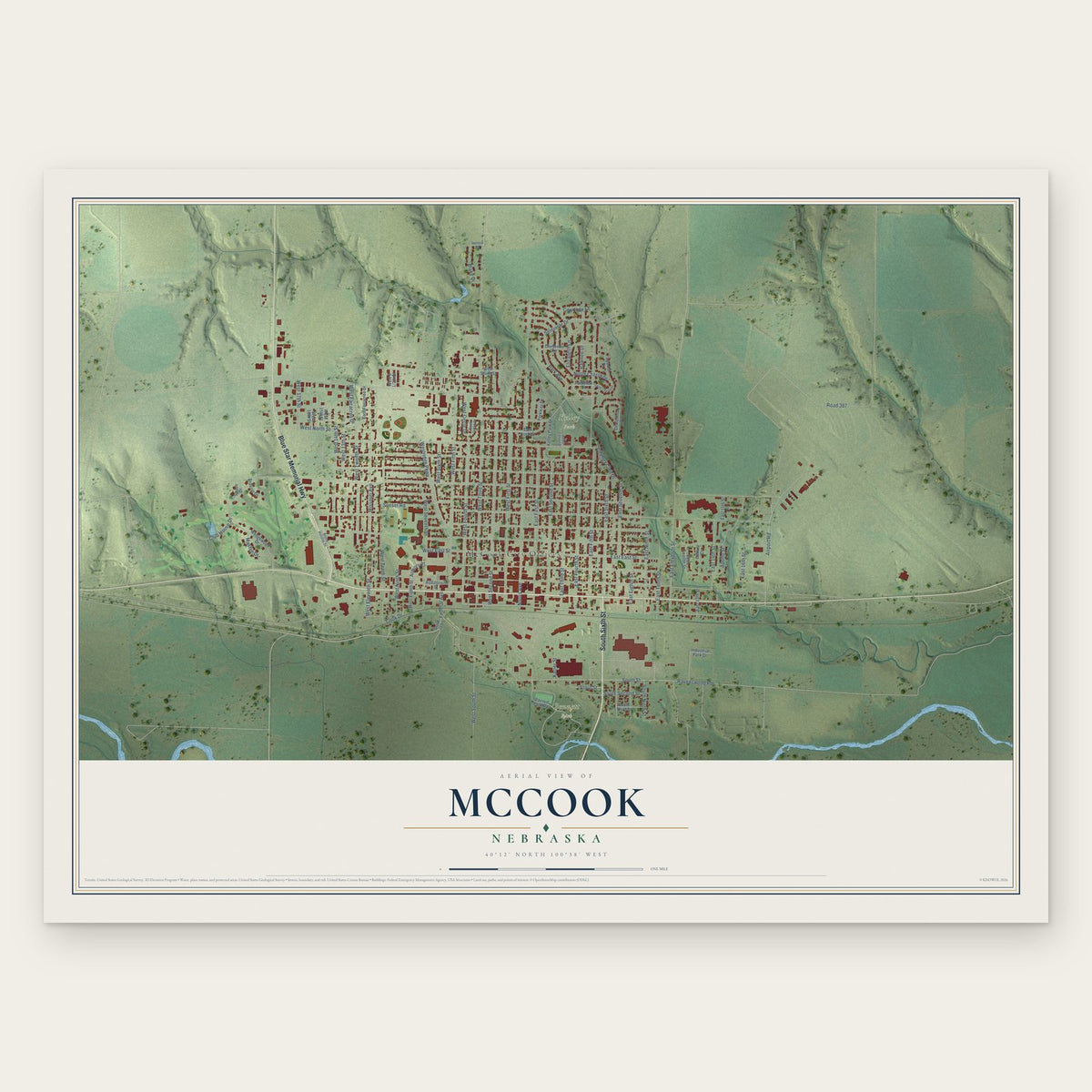 McCook, Nebraska map print, the full design