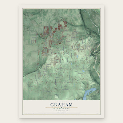 Graham, Washington map print, the full design