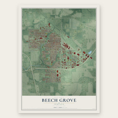 Beech Grove, Indiana map print, the full design
