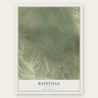 Bainville, Montana map print, the full design