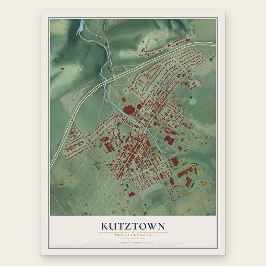 Kutztown, Pennsylvania map print, the full design